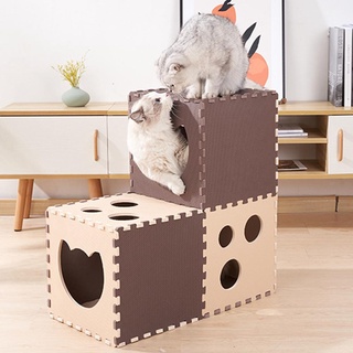 Pet Foldable Tunnel Large Space Contrast Color Assemble Eva Board Diy Easy Installation Cat Combination Tunnel Toys Acce