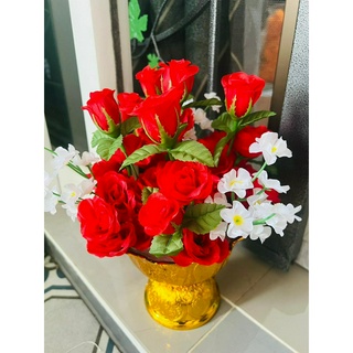 พานดอกกุหลาบ พานใหญ่ดอกกุหลาบแดงแน่นๆๆ ขนาด 22*16 ซม. พานดอกไม้ พานกุหลาบสีแดง