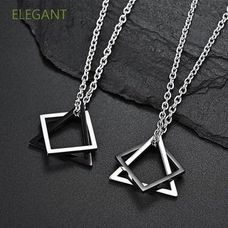 ELEGANT Simple Geometric Necklace Minimalist Fashion Jewelry Clavicle Chain Women Creative Cold Wind Style Triangle Square Alloy Pendant Necklace