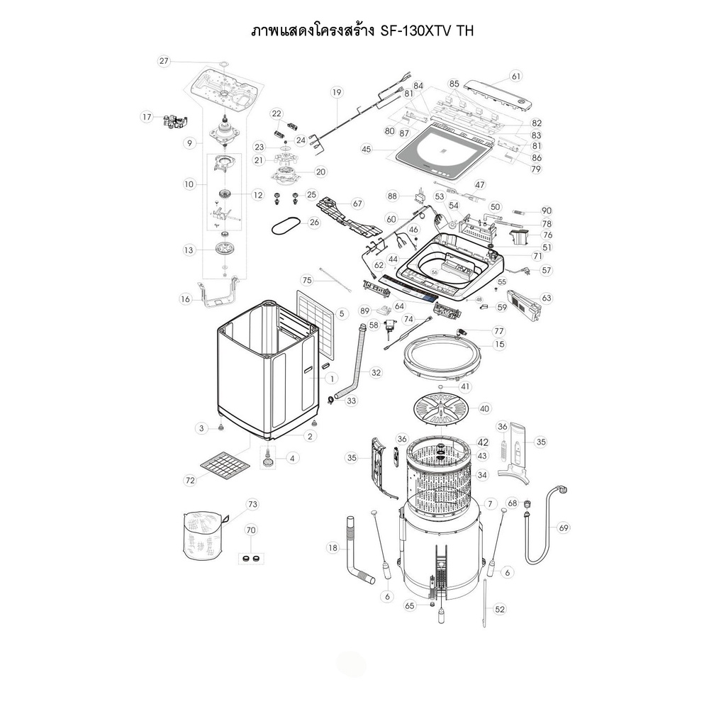 hitachi-อะไหล่-เครื่องซักผ้า-รุ่น-sf-130xtv-ชิ้นส่วน-งานช่าง-งานซ่อม-อุปกรณ์-part-รุ่น-sf130xtv-ศูนย์บริการ-อะไล่แท้