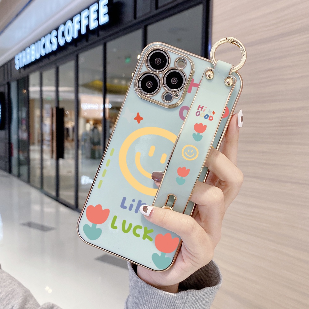 oppo-f11-f9-f7-f5-find-x3-pro-youth-เคสออปโป้-สำหรับ-case-cartoon-girls-smile-wrist-strap-tpu-เคส-เคสโทรศัพท์-เคสมือถือ-protective-case-full-cover-shockproof-shells
