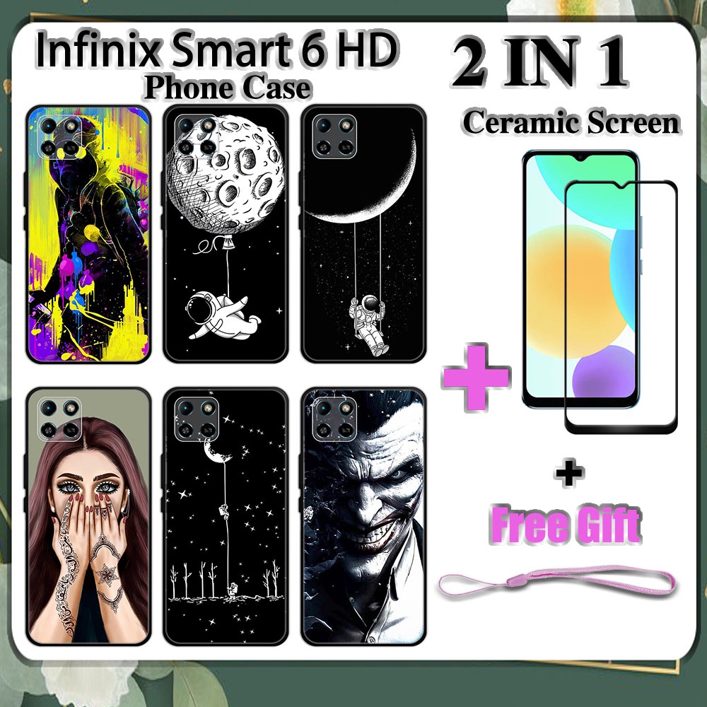 2 IN 1 Infinix Smart 6 HD เคสโทรศัพท์ พร้อมกระจกนิรภัย เซรามิค ป้องกัน ...