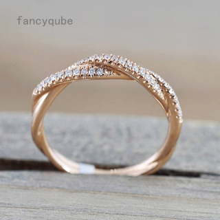 IPARAM Pattern Twisted Rope Hemp Flowers Ring Plating Rose Gold Silver Micro Cubic Zirconia Tail Ring