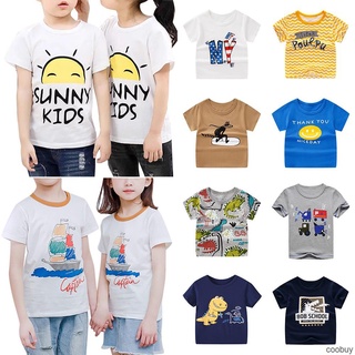 Cod เสื้อยืดลําลองแฟชั่นสําหรับเด็กผู้ชายผู้หญิงผ้าฝ้ายแขนสั้นลายการ์ตูนสไตล์เกาหลี