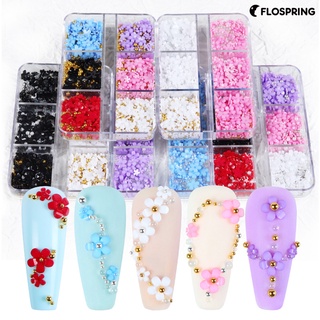 Flospring กลีบดอกไม้เรซิ่น 6 ช่อง สําหรับตกแต่งเล็บ เคสโทรศัพท์