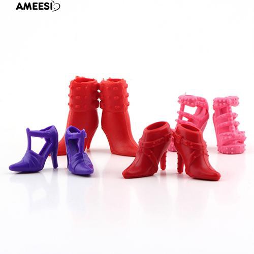 ameesi-ลักษณะที่แตกต่าง-12-คู่สีสันน่ารัก-assorted-สำหรับตุ๊กตาบาร์บี้-doll-รองเท้า
