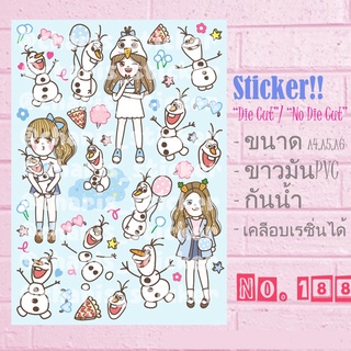 Sticker สติกเกอร์ ขนาด A4/A5/A6 ไดคัท pvc กันน้ำ ลายโอลาฟ น่ารักมากๆ