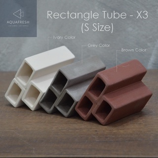 Rectangle Tube (S Size) - X3 ท่อเซรามิคสี่เหลี่ยมผืนผ้าขนาดเล็ก ต่อติดกัน 3 ช่อง สำหรับตกแต่งตู้ปลา บ้านสัตว์เลี้ยง