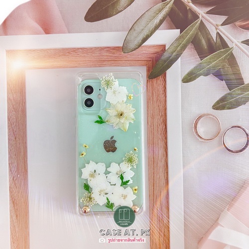 เคสดอกไม้-โทนสีขาว-ดอกเดลฟินเนียม-ใส่ชื่อ-รูป-i13-pro-max-s22-ultra-note20-a53-a73-reno7-v23-เคสกันกระแทก