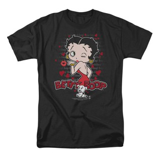 เสื้อยืดพิมพ์ลายแฟชั่น เสื้อยืดลายกราฟฟิก Betty Boop คลาสสิก Kiss L 100 % LtZ2เสื้อยืดผ้าฝ้าย จัดส่งทุกวัน