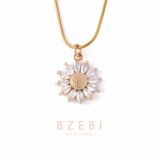 Bzebi สร้อยคอทองคํา 18k ไทเทเนียม จี้เพชร ป้องกันสนิม เครื่องประดับแฟชั่น สําหรับผู้หญิง สไตล์เกาหลี ของขวัญวันเกิด พร้อมกล่องพิเศษ 19n