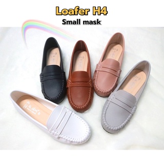 สินค้า [ลูกค้าใหม่ ซื้อได้1฿+ใส่โค้ดส่งฟรีได้] Sz.36-41 คัทชู รุ่นH4 ทรงLoafer แต่งSmall Mask งานเย็บหน้า หนังนิ่ม ซับนุ่ม HS