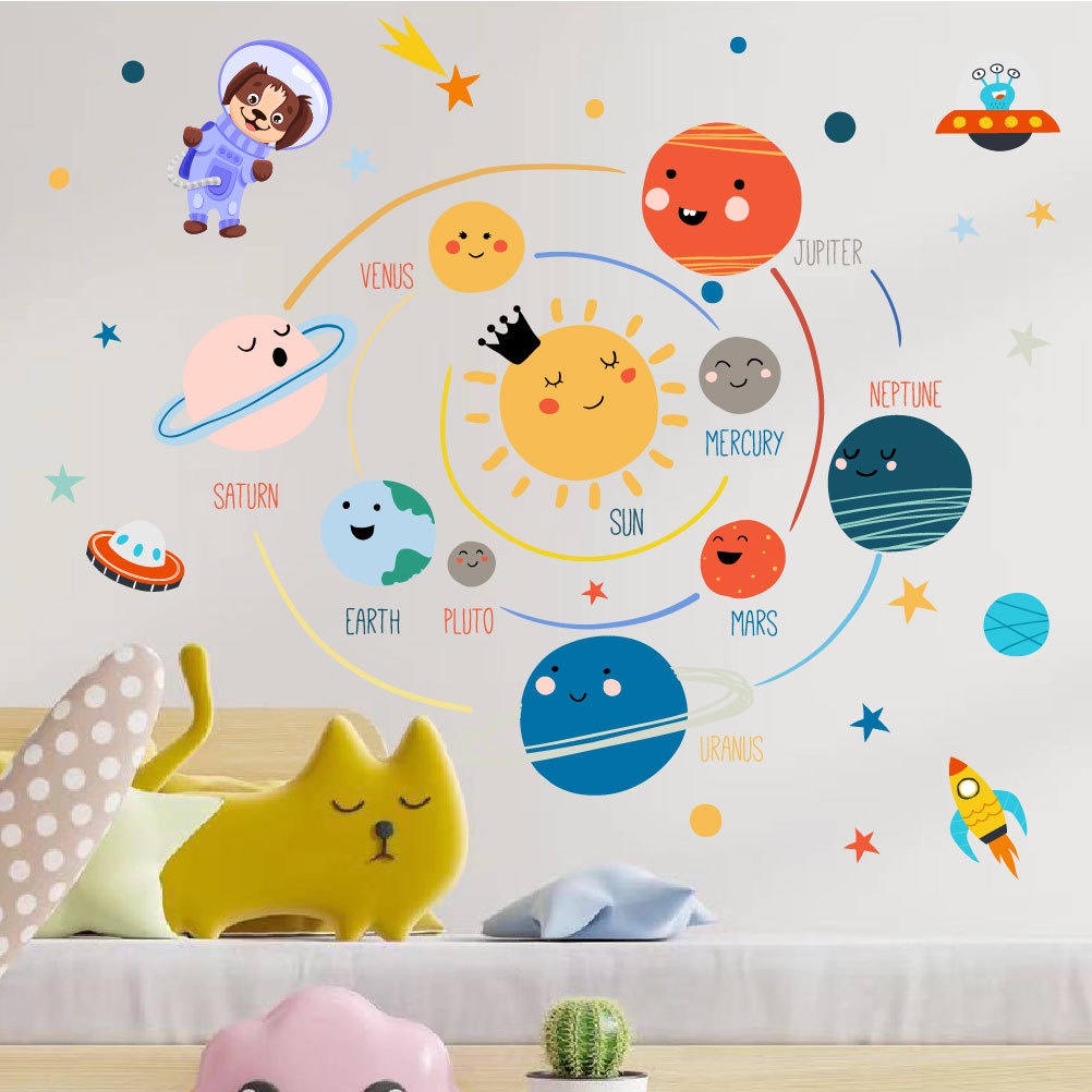 zooyoo-สติกเกอร์ติดผนัง-ลายการ์ตูนดาวเคราะห์อวกาศจักรวาล-น่ารัก-พลังงานแสงอาทิตย์-เสริมการศึกษาเด็กอนุบาล