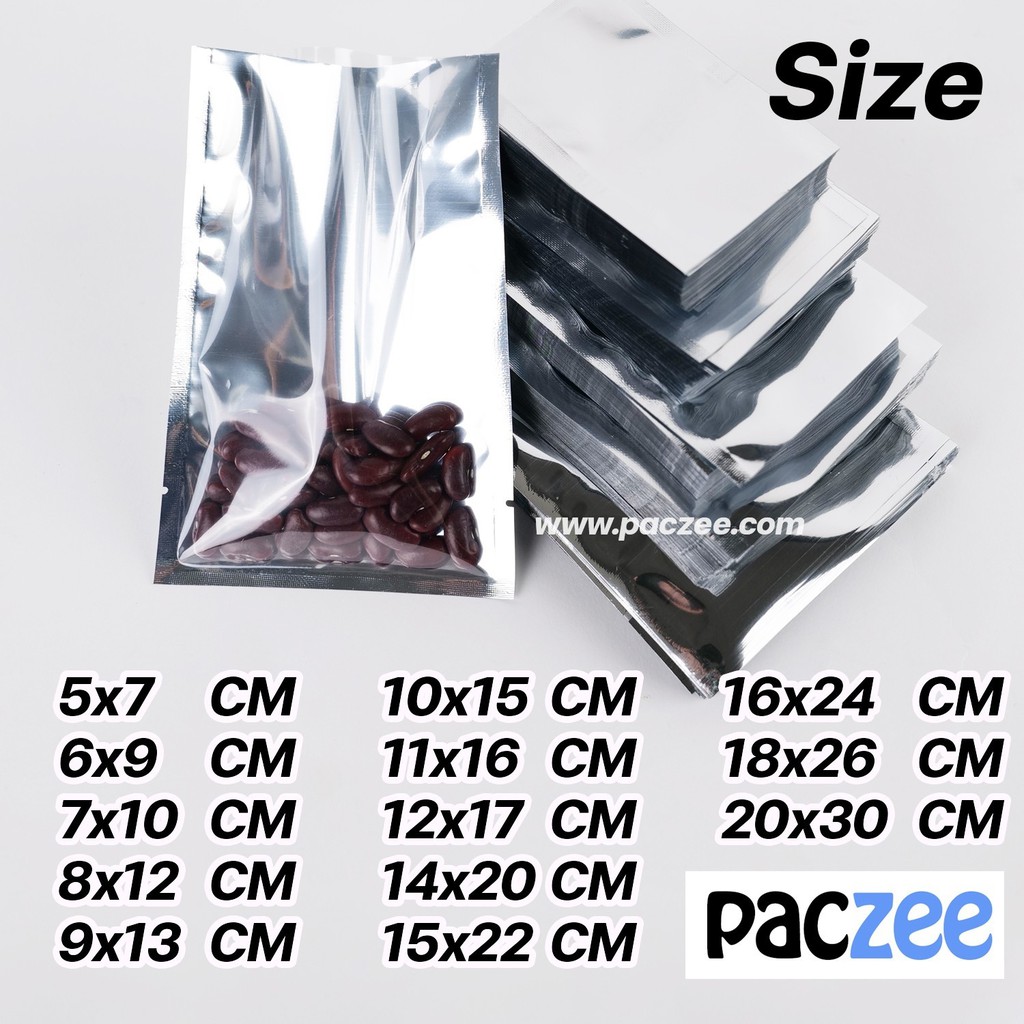 ภาพหน้าปกสินค้าซองซีล3ด้าน หน้าใสหลังเงิน ตั้งไม่ได้ ขนาด 5x7 cm (100 ใบ) - paczee