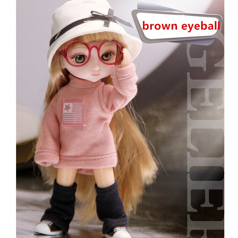 ภาพสินค้าตุ๊กตา Bjd ข้อต่อขยับได้ ขนาด 16 ซม. 13 ข้อต่อ คุณภาพสูง พร้อมเสื้อผ้า และแว่นตา ของเล่นสําหรับเด็กผู้หญิง จากร้าน hahahaha.th บน Shopee ภาพที่ 5