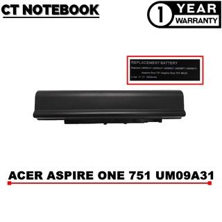 BATTERY ACER ASPIRE ONE 751 ASPIRE ONE 751-BK23 UM09A31 UM09A41 / แบตเตอรี่โน๊ตบุ๊ค ACER ประกัน 1 ปี พร้อมส่ง