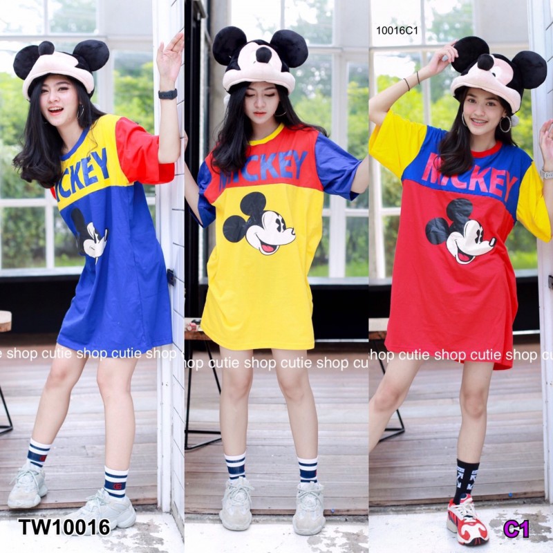 เดรสโอเวอร์ไซส์คอกลมสกรีน-mickey-mouse