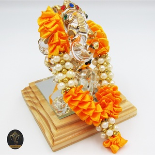 Ananta Ganesh ® พวงมาลัยแขก (อินเดียแท้) ขนาด 5" สีเหลืองทอง-ลูกปัด พระพิฆเนศ พระแม่ลักษมี พระแม่อุมาเทวี Ma106 MA