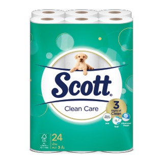(แพ็ค 24 ม้วน) Scott Clean Care Roll Tissue สก๊อตต์ คลีนแคร์ กระดาษชำระแบบม้วน