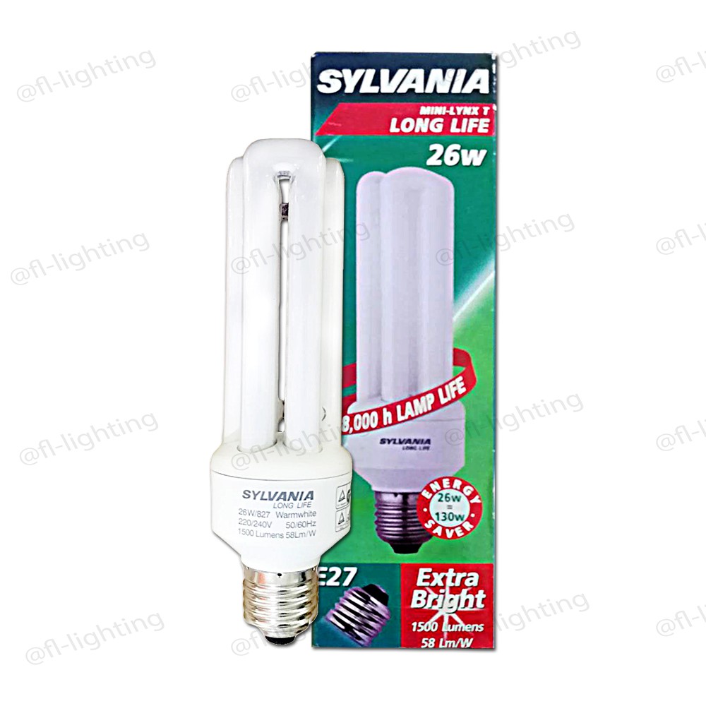 sylvania-หลอดตะเกียบ-หลอดประหยัดไฟ-mini-lynx-t-long-life-3u-26w-สีวอร์มไวท์-เหลือง