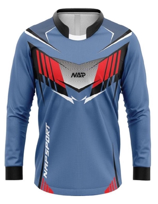 เสื้อกีฬาแขนยาวผ้าไมโครพิมพ์ลาย ใส่สบาย NAP Sportswear – NAP16- Longsleeve-Space Blue-ฟ้าเทา