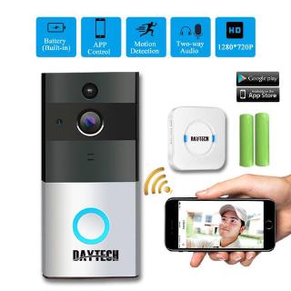 DAYTECH Wireless WiFi Video Doorbell Camera IP Ring ประตูระฆังสองทาง Audio APP ควบคุม iOS Android Battery Powered