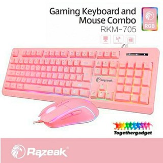 ภาพหน้าปกสินค้าRazeak RKM-705 Keyboard+Mouse Combo ชุดมีไฟเมาส์คู่คีย์บอร์ด สีชมพูทั้งชุด +แถมแผ่นรองเม้าส์สีชมพู ที่เกี่ยวข้อง