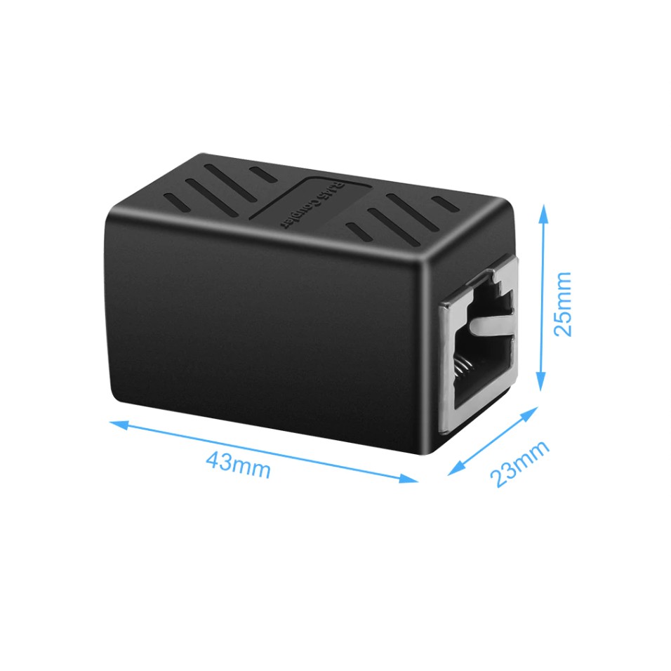 หัวต่อเพิ่มความยาวสายแลน-lan-และป้องกันฟ้าผ่าและไฟกระชาก-ดำ-ให้อุปกรณ์-rj-45-เมีย-เมีย-cat5e-cat6-จำนวน-1หัว