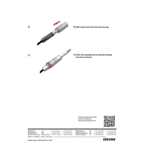 หัวปลั๊ก TRS Rean By Neutrik รุ่น RP3C-B Stereo 1/4