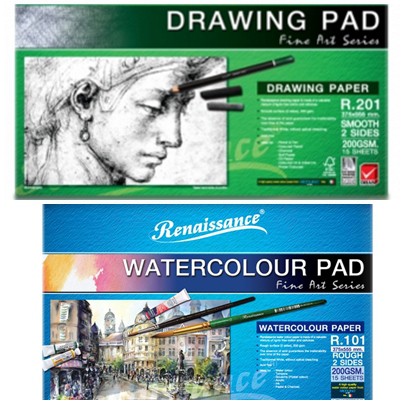 สมุด กระดาษวาดเขียน กระดาษร้อยปอนด์ Renaissance R101 R201 ขนาด 15 x 22 ...