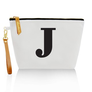 กระเป๋าผ้าลายอักษร ALPHABET CLUTCHES POUCH WHITE ”J”