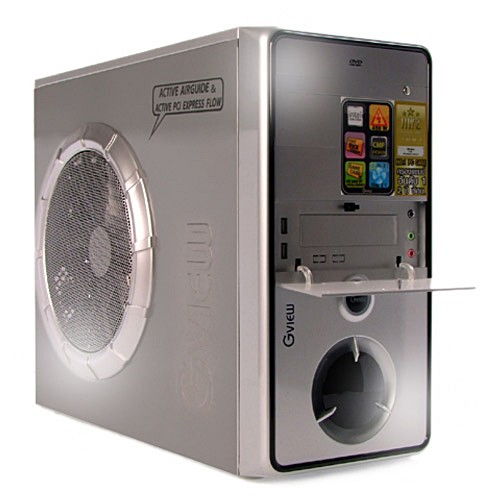 CASE (เคส) G-VIEW mATX GVIEW Golf (Silver/Black) + Power Supply 550 w ...