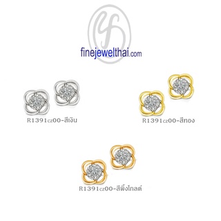 Finejewelthai-ต่างหูเพชร-เพชรสังเคราะห์-ต่างหูเงินแท้-Diamond-CZ-Silver-Earring-E1091cz00 (สามารถเลือกสีตัวเรือนได้)