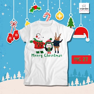 เสื้อยืดคริสต์มาส เสื้อคริสต์มาส Christmas &amp; Happy new year (MC27)เสื้อยืดผู้หญิง