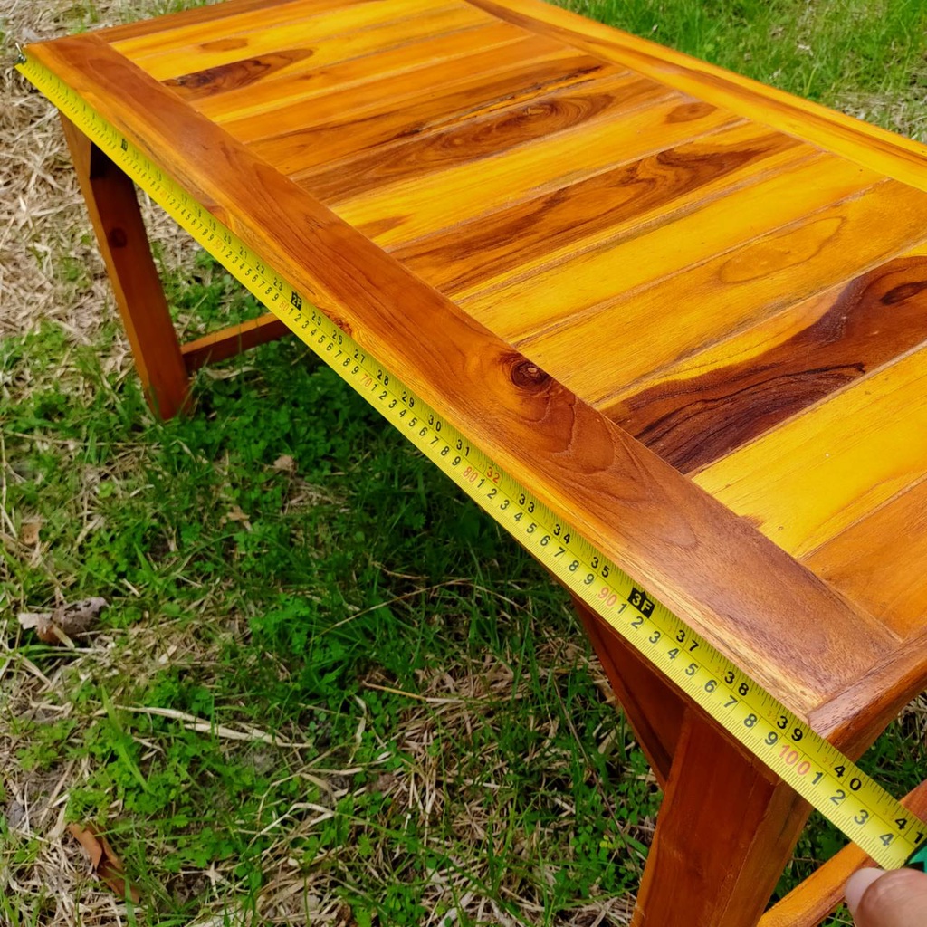 โต๊ะนั่งยาว50x100x50ซม-การใช้งานอเนกประสงค์-ไม้หนาขาเต็ม-ทำสีขัดเสี้ยนแล้วประกอบสำเร็จ