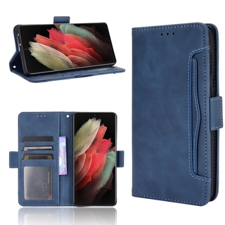 Multi-Card Slots Casing Samsung Galaxy S21 Ultra Wallet Case Galaxy S21 Plus S21+ PU Leather Magnetic Buckle Flip Cover