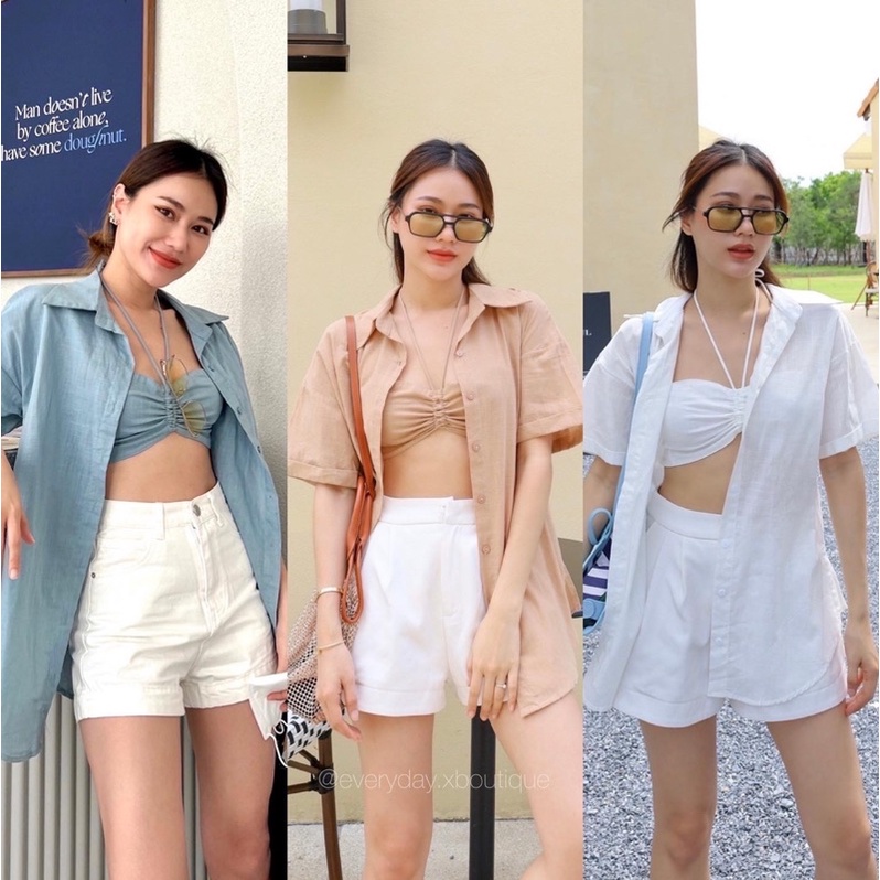 bra-shirt-linen-set-เซทเชิ้ตลินิน-มีบราด้านในเข้าชุดกันให้ด้วยนะคะ-ตัวนี้ทรงน่ารักเหมือนเดิม-บราด้านในรุ่นใหม่สวยเก๋