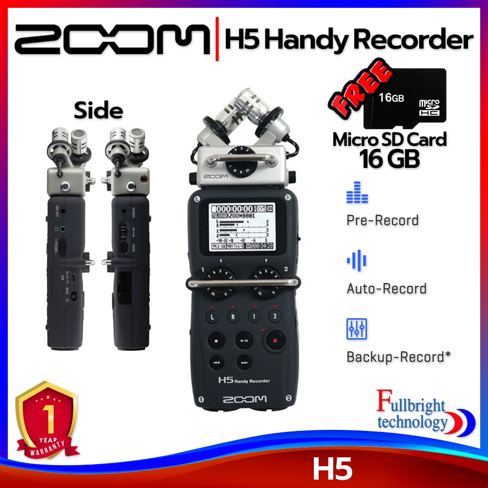 ภาพหน้าปกสินค้าเครื่องบันทึกเสียงพกพา Zoom H5 Handy Recorder With Interchangeable Microphone System เครื่องบันทึกเสียง เปลี่ยนหัวไมค์ได้ รับประกันโดยศูนย์ไทย 1 ปี แถมฟรี Micro SD 16GB