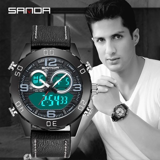SANDA Mens Fashion Sport Watches Men Quartz Analog Date Clock Man Leather Military Waterproof Watch Relogio Masculino 7