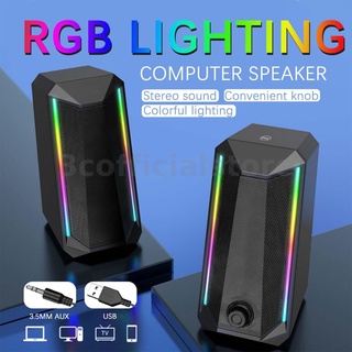 ลําโพงสเตอริโอ แบบมีสาย Usb RGB แจ็ค 3.5 มม. สําหรับคอมพิวเตอร์ตั้งโต๊ะ แล็ปท็อป PC 【ขายดี】