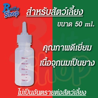 ขวดนมสำหรับสัตว์เลี้ยง ขวดนมสำหรับลูกนัข ลูกแมว แรกเกิด และสัตว์เลี้ยงขนาดเล็กทุกชนิด จุดนิ่ม ขนาด​ ​50​ CC.ส่งด่วน