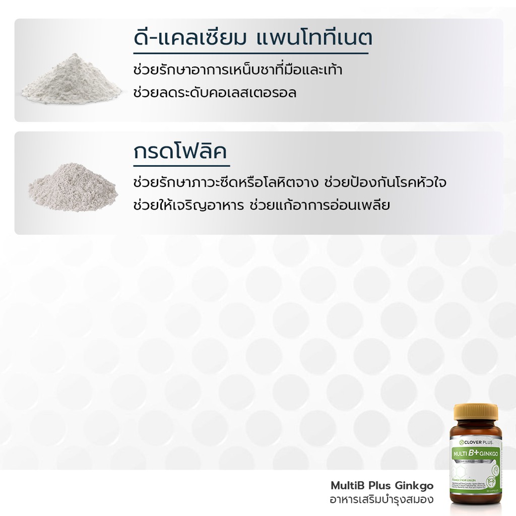 ภาพสินค้าClover Plus Multi B Plus Ginkgo มัลติบี พลัส จิงโกะ (30 แคปซูล) แถมฟรี multiB+ ขนาดซองอีก 5 ซอง จากร้าน cloverplusthailand บน Shopee ภาพที่ 7