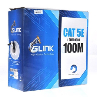 สายแลนLAN 100 เมตร UTP LAN CABLE CAT5e OUTDOOR  BOX 100M GLINK รหัสGL-5002