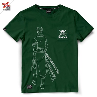 (Dextreme) T-shirt DOP-1517  One Piece ลาย Zoro  มีสีเขียวและสีกรม