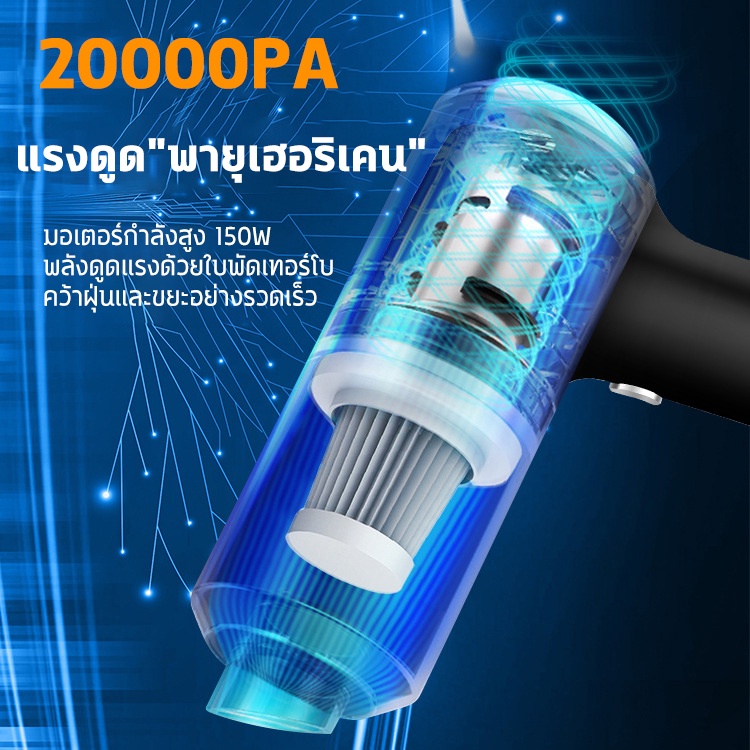 ภาพหน้าปกสินค้า20000pa แรงดูดพายุเฮอริเคน เครื่องดูดฝุ่นไร้สาย เครื่องดูดฝุ่นขนาดเล็ก เครื่องดูดฝุ่นในรถ เครื่องดูดฝุ่นพกพา จากร้าน treasureshop0922 บน Shopee