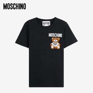 Moschino / Moschino Ole เสื้อยืด แขนสั้น ผ้ากํามะหยี่ขนนิ่ม ลายตุ๊กตาหมี สีพื้น สําหรับผู้ชายและผู้หญิง