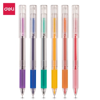 [ลดสูงสุด] Deli ปากกาเจล 6 สี ปากกา ปากกาลูกลื่น ปากกาหลายสี อุปกรณ์การเรียน 0.5 มม. เครื่องใช้สำนักงาน Gel Pen