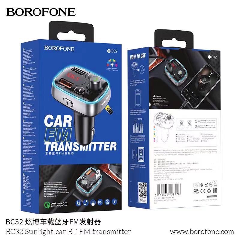 บลูทูธในรถยนต์-borofone-bc32-bluetooth-v5-0-car-kit-fm-transmitter-mp3-player-borofone-bc32-ที่ชาร์จไฟมือถือ-q-c3-0