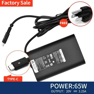 ที่ชาร์จแล็ปท็อป 65w USB-C Type C แบบเปลี่ยน สําหรับ Dell Latitude 7275 7370 5420 5285 5290 5520 XPS 13 9250 9360 9365 9370 9380 9350 9550 Chromebook 3100 3400 5190 la65nm170