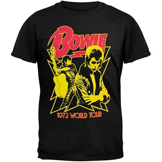 เสื้อยืดวงดนตรีผ้าฝ้ายแท้ คอลูกเรือเสื้อยืด แบบนิ่ม ลาย Coas David Bowie - 1972 World Tour สําหรับผู้ใหญ่S,4XLall size
